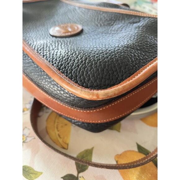 Vintage 90s Dooney & Bourke Navy Blue AWL Leather Equestrian Crossbody Bag - Picture 12 of 15